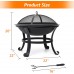 Toytexx 22" Steel Outdoor Wood Burning Fire Pit BBQ Grill Steel Bowl with Round Mesh Spark Screen Cover